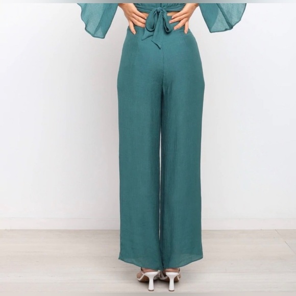 Petal + Pup Kalina Wide Leg High Waisted Pants Teal Sz 10 Easter Spring Coastal - Picture 2 of 11